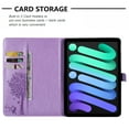 thumbnail image 2 of Case for iPad Mini 6 2021 (8.3 Inch) 6th Generation Case, Embossed Cat & Tree PU Leather Retro Shockproof Magnetic Clasp Wallet Card Slots Folio Kickstand Cover for iPad Mini 6th Gen, Purple, 2 of 6