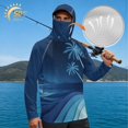 thumbnail image 3 of Bulopur Palm Tree Men’s UPF 50+ Sun Protection Hoodie Shirt Long Sleeve Fishing Rash Guard with Breathable Face Mask Quick Dry Lightweight UV Top, 3 of 8
