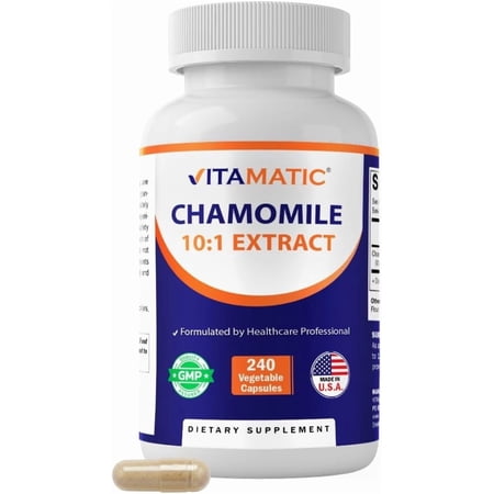 Vitamatic Chamomile 250 mg 10:1 Extract - 240 Veg Capsules - Non-GMO & Gluten Free