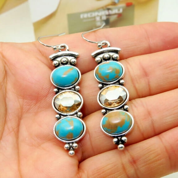 QQTDFG Boho 925 Silver Hoop Dangle Drop Earrings Women Party Jewelry Gifts-Style_7