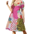 thumbnail image 2 of Vestido de manga corta con estampado de jardín de arrecife rosa, vestidos de fiesta, vestidos de mujer, vestidos de noche para mujer, ropa, 2 of 8