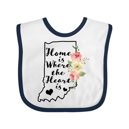 

Inktastic Indiana Home is Where the Heart is with Watercolor Floral Gift Baby Boy or Baby Girl Bib