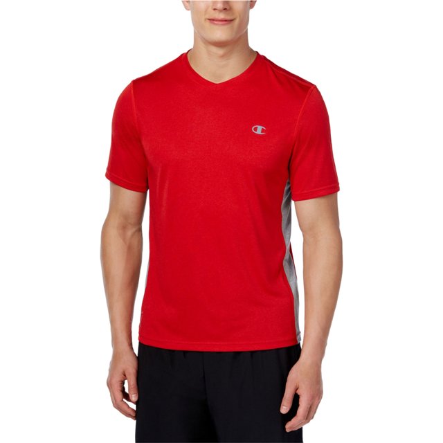 Champion Heather - Camiseta básica con cuello en V para hombre, color rojo, XL Champion Camiseta básica