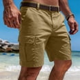 thumbnail image 2 of Cargo Shorts for Men Relaxed fit Elastic Waist Athletic Work Shorts Summer Lightweight Hiking Shorts Multi Pockets,XXL,#03 Khaki, 2 of 6