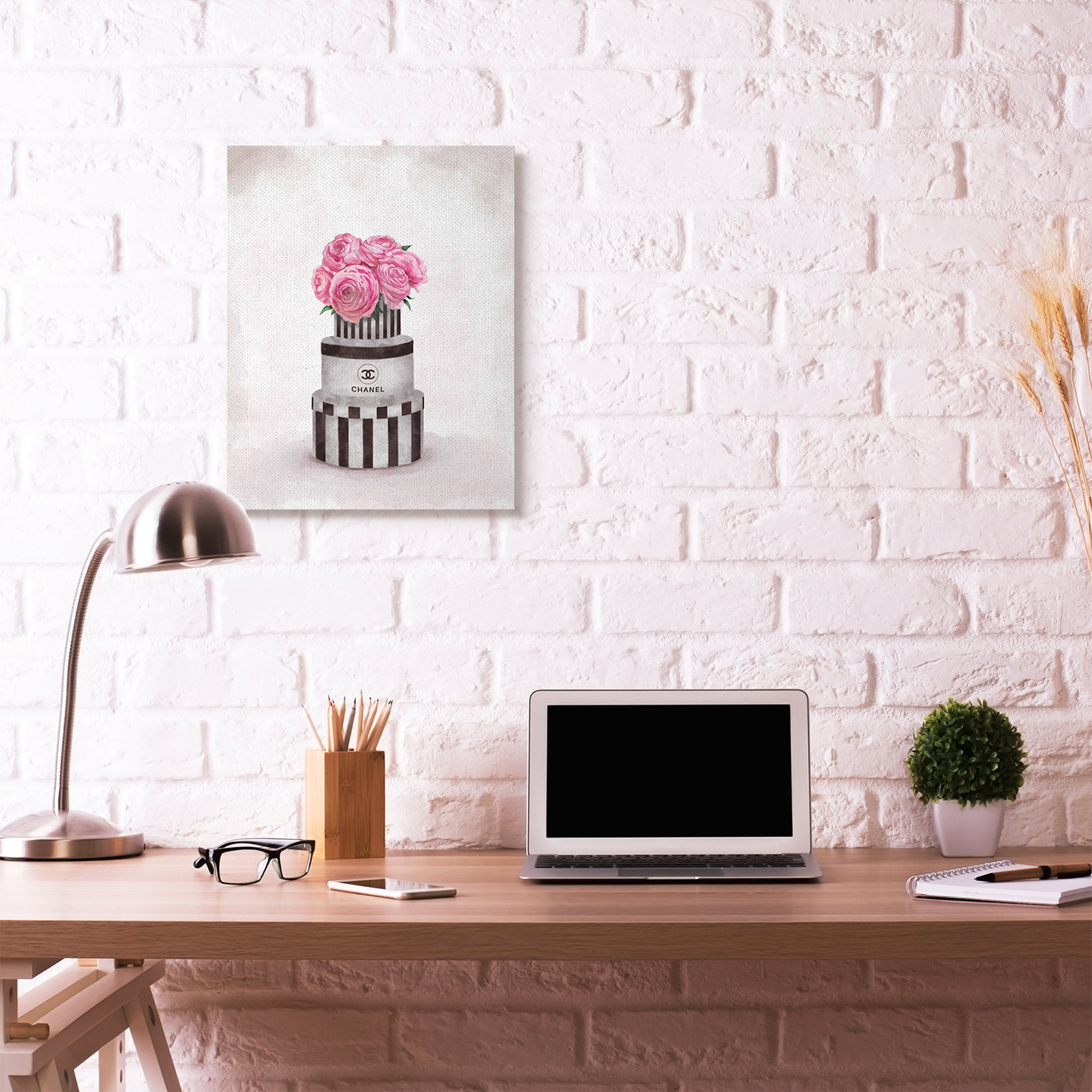 Stupell Industries Fashion Flower Box Stack Pink Painting Canvas Wall Art by Ziwei Li