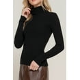 thumbnail image 2 of Women's Long Sleeve Turtleneck Fitted Rib Sweater Top Viscose Blend, 2 of 4