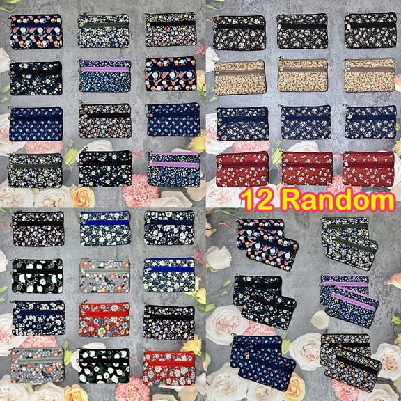 12Pcs Small Coin Purse Set Boho Floral Mini Wallets with Zipper, Portable Change Purse for Women, Keychain Card Holder Pouch for Coins, Keys, Cash, Party Favors, Mother’s Day Gift Ideas(Random Color)