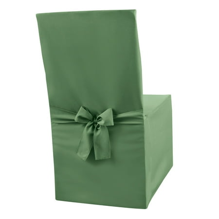 - Basic Dining Chair Full-length Cover with Ties, Green
