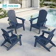 thumbnail image 3 of Cobiod Folding Adirondack Chairs Set of 2 With Cup Holder , All-Weather HDPE Patio Chairs, Wood Grain Ergonomic Outdoor Chairs, Navy, 3 of 9