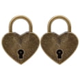 thumbnail image 3 of 2 juegos de candados de metal vintage con forma de corazón, con llaves, 30 x 39 mm, bronce., 3 of 9