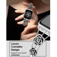 thumbnail image 2 of TOYOUTHS Bling Metal Band Compatible with Apple Watch Band 40/44/45/38/41/42/46/49mm Women, Dressy Sparkle Diamond Camellia Bracelet Luxury Strap for iWatch SE Series 10/9/8/7/6/5/4/3/2/1/Ultra, 2 of 6