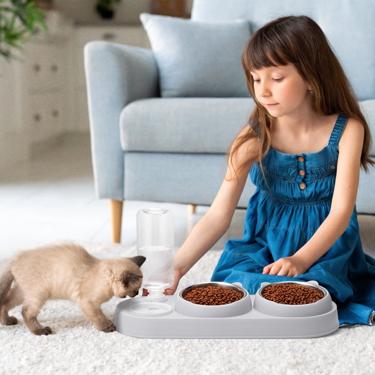 Abaima 3-in-1 Stainless Steel Cat Bowl Set with Auto Waterer photo 6
