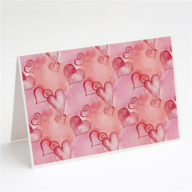 Watercolor Red Hearts Greeting Cards & Envelopes - Pack of 8