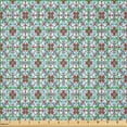 thumbnail image 2 of Ambesonne Vintage Fabric by the Yard Microfiber, Moroccan Floral Mosaic Art, 10 Yards, Pale Blue Red Green, 2 of 2
