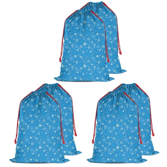 Christmas Bags Drawstring,Blue Christmas Snowflake Pattern Large Xmas Christmas Gift Bags,Reusable for Xmas and New Year Party Favors and Supplies,27.6" X 19.7"