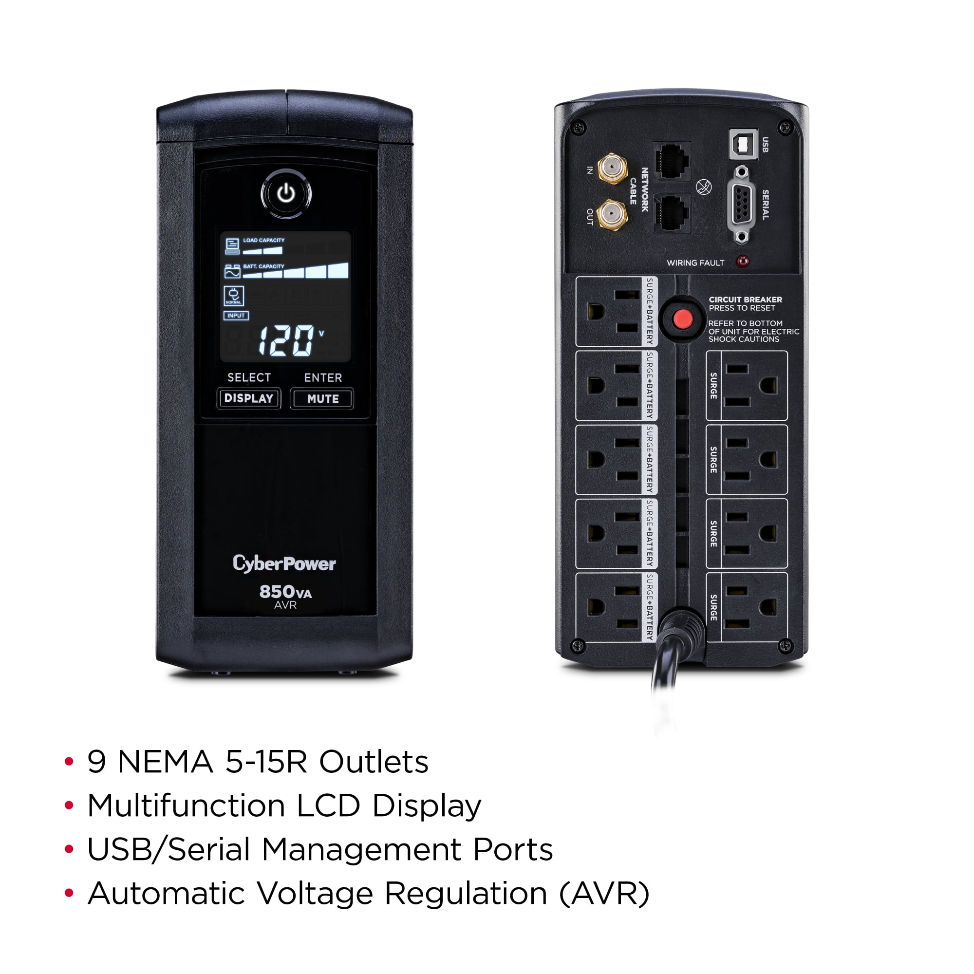 Restored CyberPower Intelligent LCD CP850AVRLCD - UPS - 510 Watt - 850 VA (Refurbished)