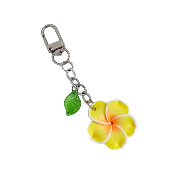 Sweet Frangipani Floral Pendant Keychain Cheerful Sunflowers Key Rings Bag Decoration Gift For Women Girls Friend