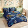 thumbnail image 2 of meiyoeat Cool Dinosaur Monster Truck 7-Piece Twin Bedding,Racing Checkered Flag Bedding Comforter Set,Blue Black,Reversible, 2 of 6