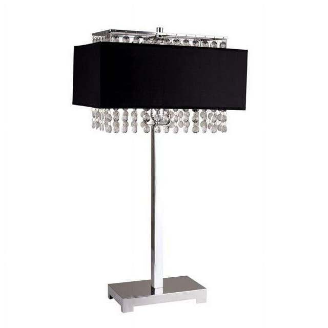 ORE International 733 Lampe de Table Carrée en Cristal de 28 Pouces, Noire, 27.5 Pouces x 9 Pouces x 15 Pouces