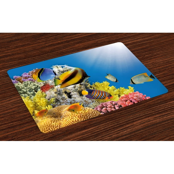 Ocean Placemats Set of 4 Coral Colony on a Reef Top in Red Sea Egypt