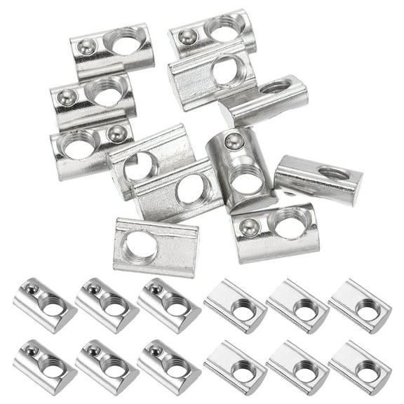 M10 Half Round Roll in Spring T Nuts 4545 Series Carbon Steel T Slot Spring Nuts Silver, 12 Pcs