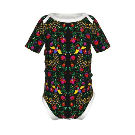 

Junzan Mexican Flower 2 Print Short-Sleeve Baby Climbing Clothes Bodysuits for Infant One-Piece for Baby Boys & Girls Baby Clothes Baby Romper with Snap Closure-9M
