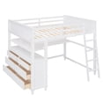 thumbnail image 4 of Full size Loft Bed with Drawers and Desk, Wooden Loft Bed with Shelves - White, 4 of 10