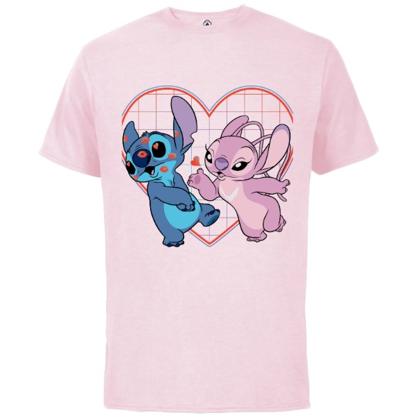 Disney Lilo and Stitch Angel Heart Kisses - Short Sleeve Cotton T-Shirt for  Adults -Customized-White 