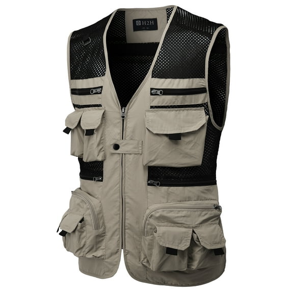 H2H Mens Active Fishing Vests Quick Dry Breathable Multi Pocket Mesh Jackets Photography Hiking Vest (CMOV060)