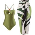 thumbnail image 1 of Trajes de baño de una pieza para mujer con pareo de playa para cubrir faldas largas, trajes de baño de dos piezas con estampado vintage, 1 of 4
