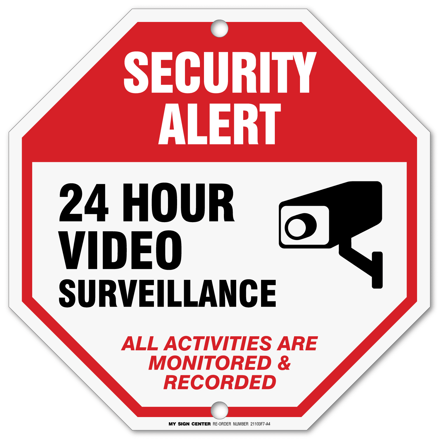24 Hour Video Surveillance Sign Security Camera Sign Warning For CCTV