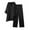 Black, variant on CIENVNSTG 2 Piece Sets Woman Trendy V-Neck Long Sleeve Linen Shirt Top Drawstring Straight Pants Set Sky Blue S