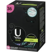 U by Kotex Sleek Tampons Unscented, Regular 36 ea (Pack of 4)