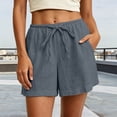 thumbnail image 6 of RQYYD Women's Gauze Casual Shorts High Waist Drawstring Loose Summer Airy Comfortable Pants with Pockets, 6 of 7