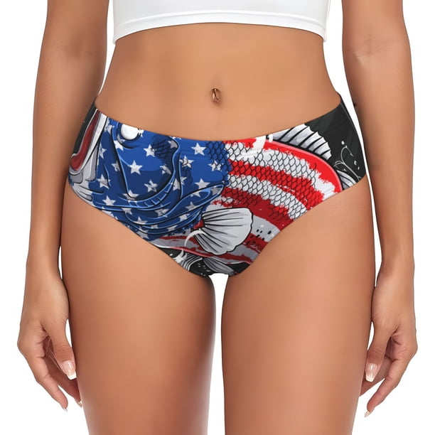 Balery Largemouth Bass Fish in USA Ropa Interior de Algodón para Mujer con Dibujo – Braguitas Cómodas y Elásticas, Estilo Clásico-3X-Large