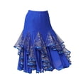 thumbnail image 4 of Falda de baile latino midi con volantes y lentejuelas bordadas, elegante para mujer bailarina B azul, 4 of 9
