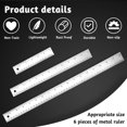 thumbnail image 2 of Metal Ruler 3 Pieces Stainless Steel Ruler with Cork Backing Non Slip Straight Edge Metal Ruler for Office School Work, 2 of 8