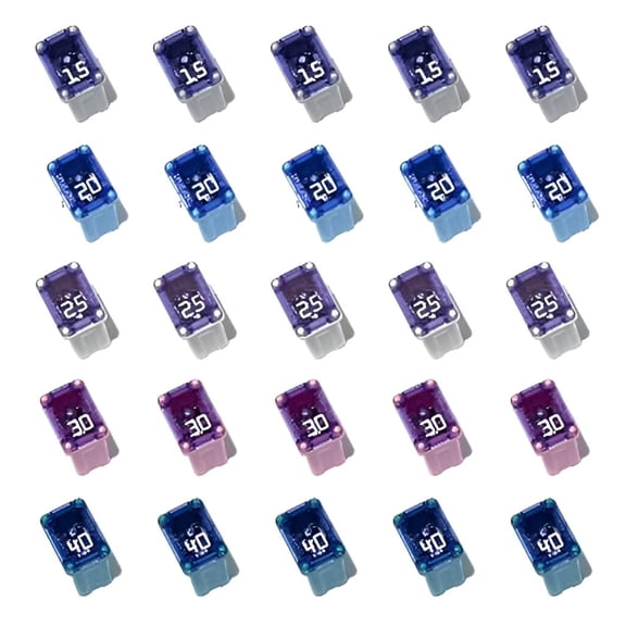 EDS 25 Pack Micro Cartridge Auto Fuses, FMM/MCASE Fuse Kit, 5 Each | 15A 20A 25A 30A 40A High Current Blade Fuses, Engine Bay Fuse Assortment Ford F150, Ram, Subaru, Mazda, Cars, SUVs & Trucks