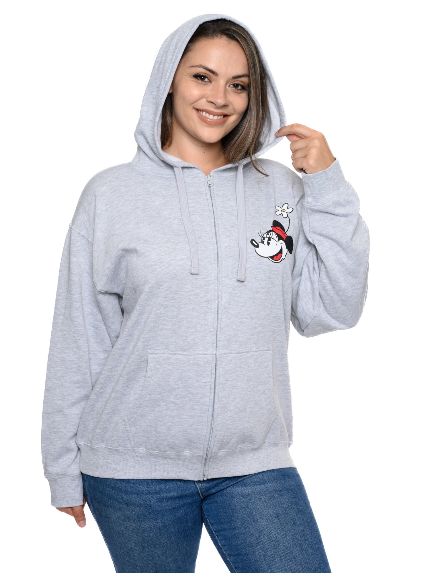 Mickey & Minnie Mouse Hoodie Sweatshirt Front Back Zip Women's Plus Size  Disney 