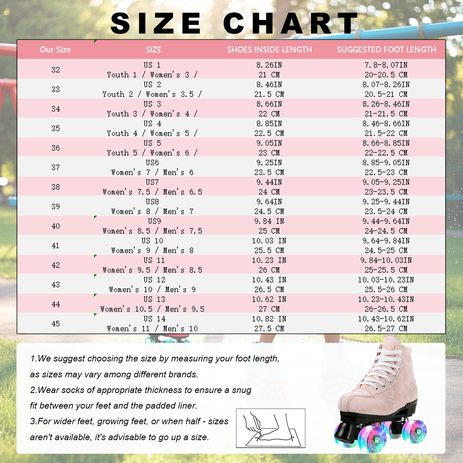 LIXI Pink Roller Skates,Double Row Light-up Skates for Kids, Teens  Adults,Durable PU Wheels(Women's 7.5/Men's 6.5)