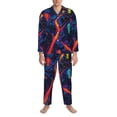thumbnail image 3 of Naloa Neon City Map Men’s Pajamas Set - Long Sleeve Button Down Sleep Shirt and Pajama Bottoms Sleepwear Set-Large, 3 of 7