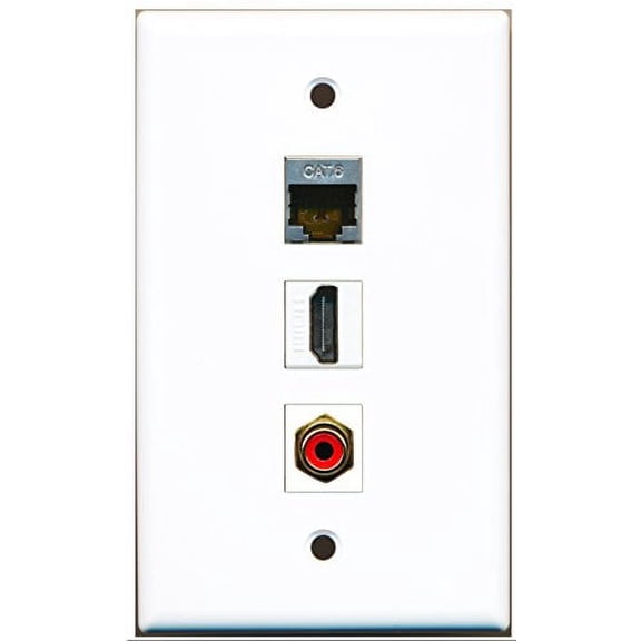 RiteAV - 1 Port HDMI 1 RCA Red 1 Shielded Cat6 Ethernet Wall Plate