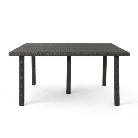 Noble House Fiona 64" Square Wicker Patio Dining Table in Gray