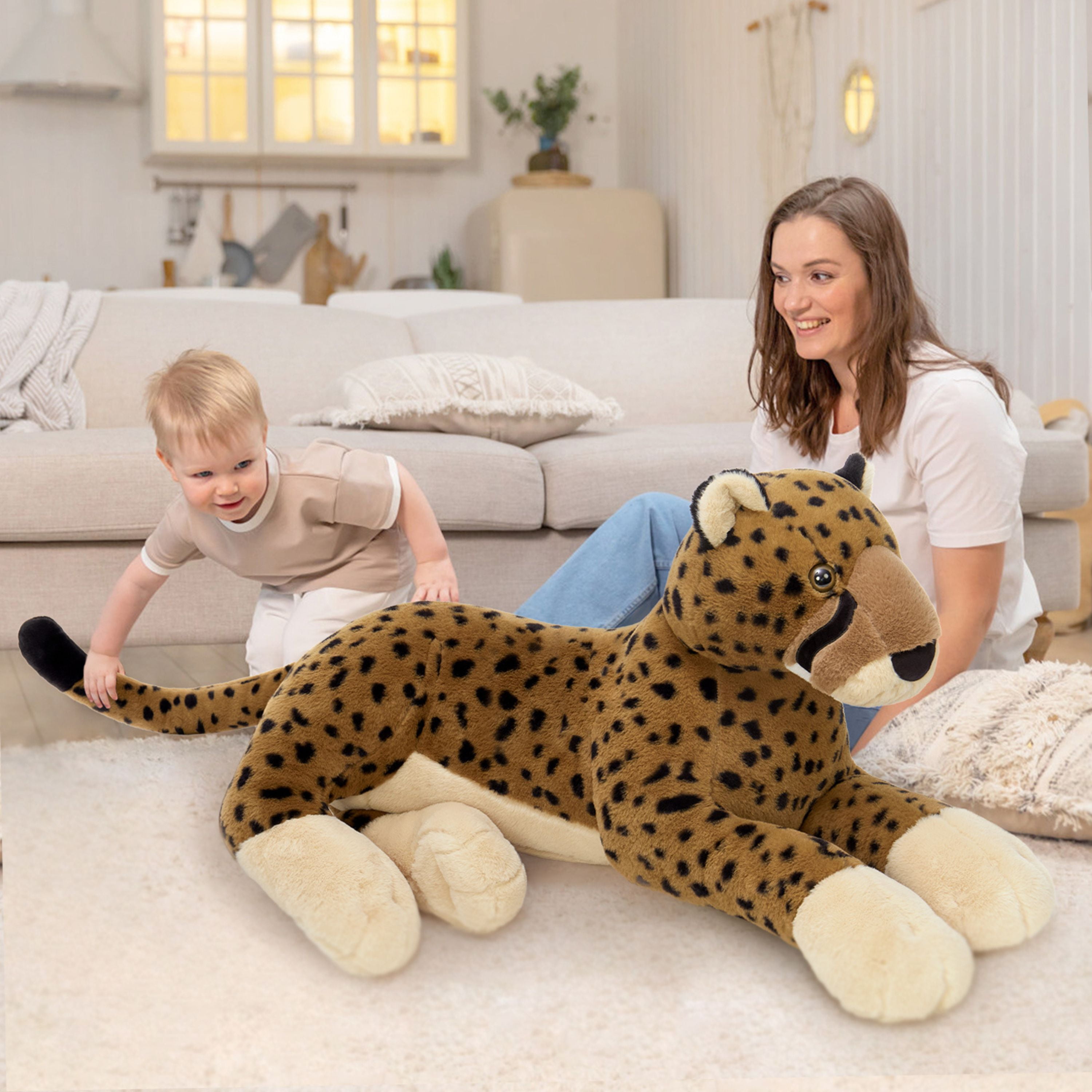 Tezituor 53''(from Front Paw to Tail) Leopard Stuffed Animals Giant Stuffed Cheetah Pillow Plush Toy