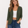 thumbnail image 6 of LNWUY Women's Lightweight Open Front Cardigans Short Sleeve Solid Color Casual Stretch Soft Knit Cardigan Sweaters Green XL, 6 of 9