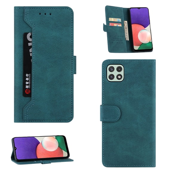 Allytech Samsung A22 Case 5G, Flip Magnetic Wallet Outside Pocket Card Holder Kickstand Cash Slot Folio PU Leather & Soft inner TPU Cover For Samsung Galaxy A22 5G,
Blue