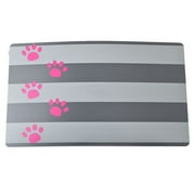 Angle View: Petmate Plastic Food Mat - Gray Stripe & Pink Paw 19" Long x 11.5" Wide