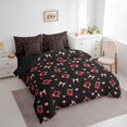thumbnail image 3 of Feelyou Black Pink Bow Bedding Comforter Set 7 Pieces, Cute Cartoon Love Heart Full Bedding Set, Teens Kids Girls Women Reversible Fitted Sheet Flat Sheet, Breathable Home Decor, 3 of 8