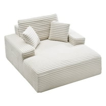 VEVOR Chaise Lounge Chair, 54 in Boneless Chaise Lounge Indoor, Modern Upholstered Oversized Reading Chair with Throw Pillows & Armrests, Sofa Couch Deep Seat Sleeper for Living Room, Bedroom, Beige