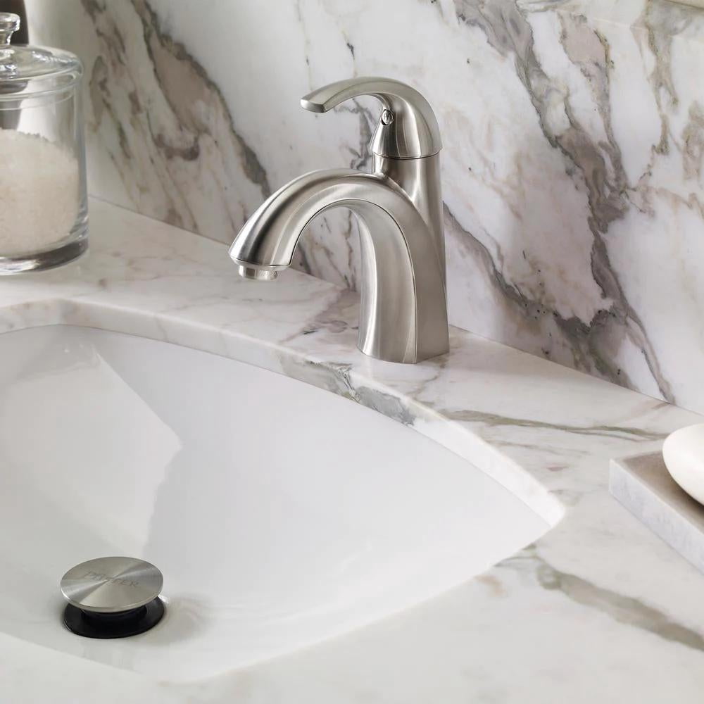 Pfister LF-042-SLKK Selia Single-Handle Bathroom Faucet w/ Push & Seal Drain (Brushed Nickel)
